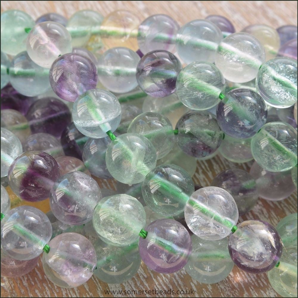 8mm Fluorite Plain Round Semi Precious Beads