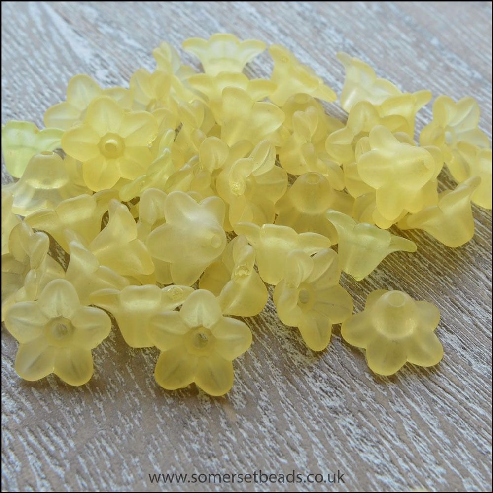10mm Yellow Lucite Flower Beads