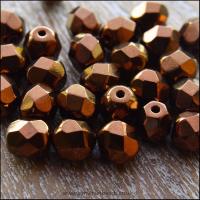 Czech Glass Faceted Fire Polished Beads 6mm Bronze