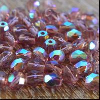 Czech Glass Faceted Fire Polished Beads 4mm Amethyst AB