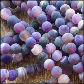 6mm Purple Frosted  Plain Round Agate Gemstones