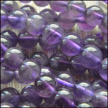 Amethyst 6mm Plain Round Purple Semi Precious Gemstone Beads