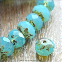 Czech Glass Faceted Picasso Rondelle Beads - Ocean