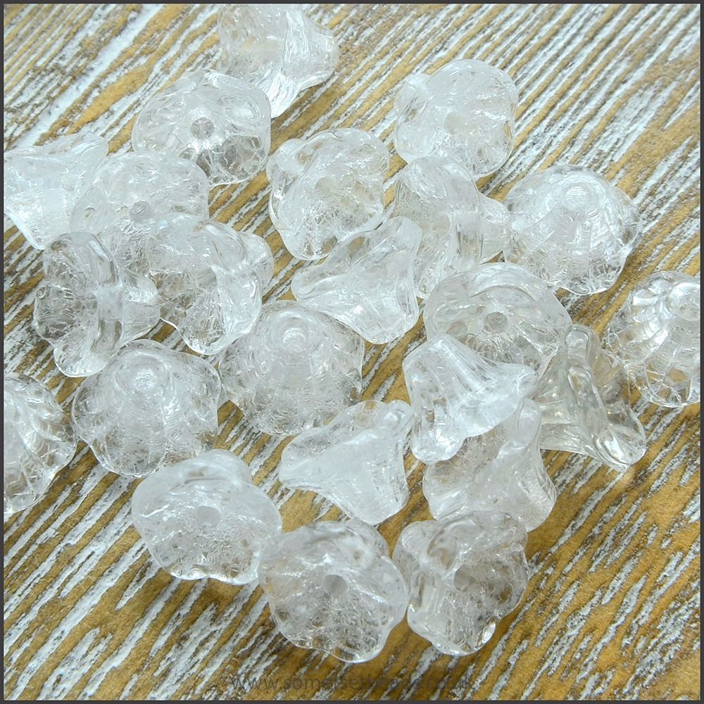 Czech Glass Flower Cup Beads 5mm x 7mm- Crystal
