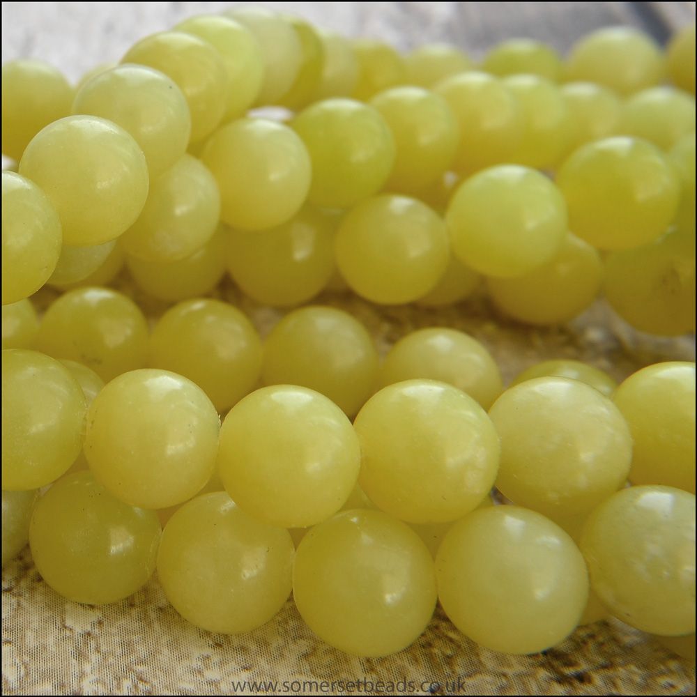 Natural Lemon Jade Semi Precious 8mm Plain Round Beads