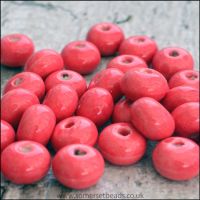 Glazed Ceramic Rondelle Beads 8mm x 5mm Pink