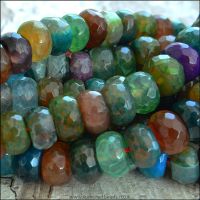 Multi Coloured Dyed Faceted Agate Rondelle Beads