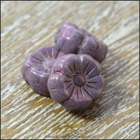 Czech Glass Hawaiian Lustre Flower Beads 8mm Purple Copper