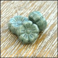 Czech Glass Hawaiian Lustre Flower Beads 8mm Sage
