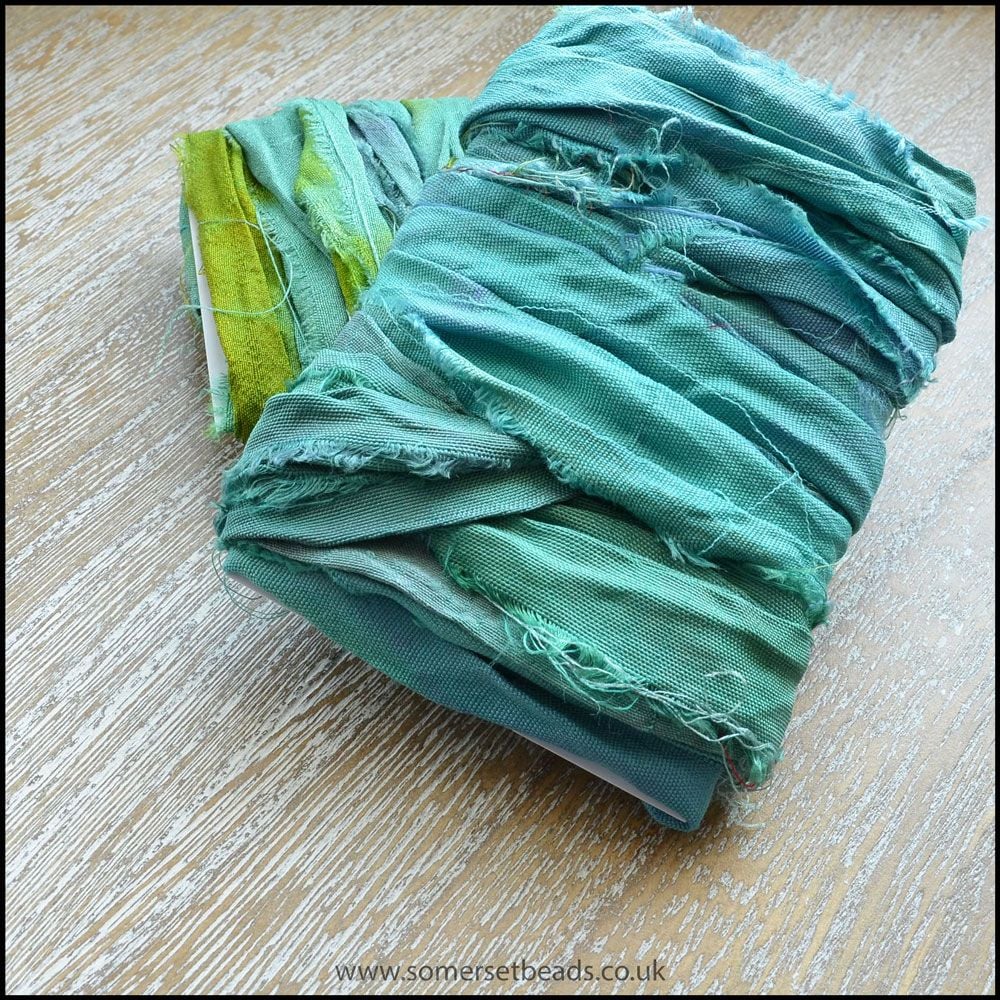 Aqua Sari Silk Ribbon