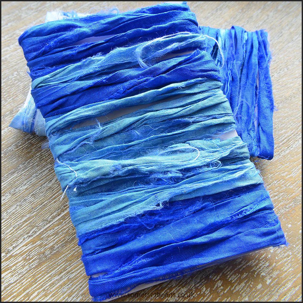 Ocean Blues Sari Silk Ribbon