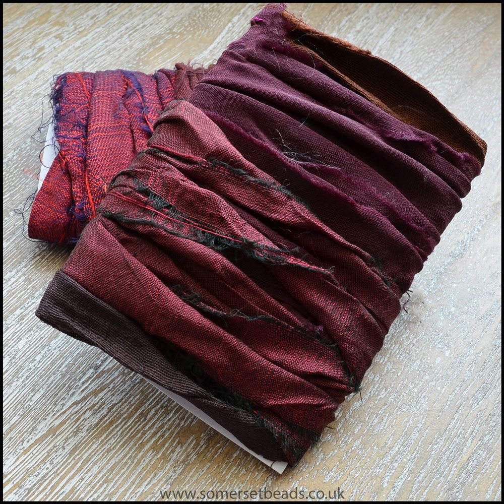 Oxblood Sari Silk Ribbon