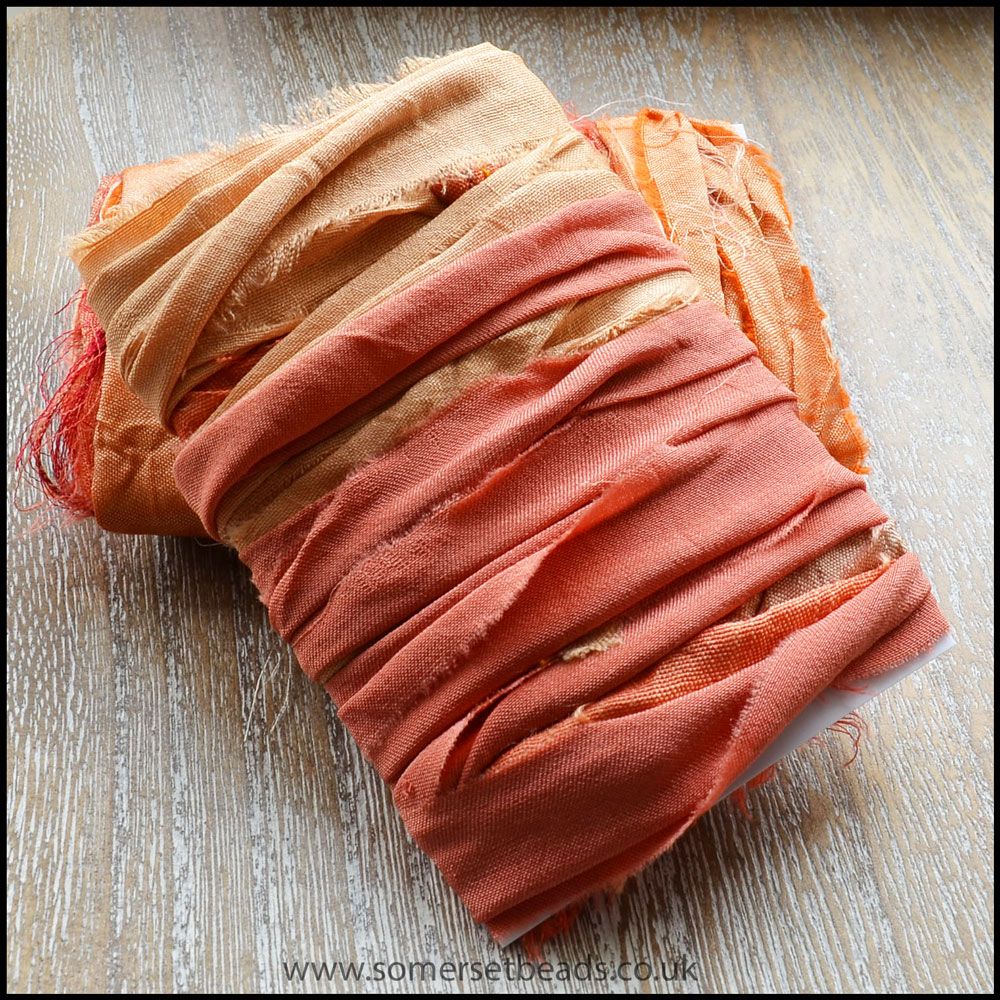 Peach Sari Silk Ribbon