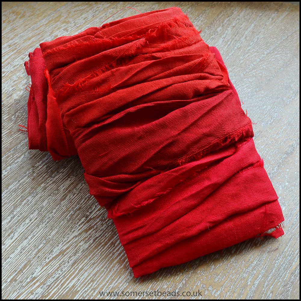 Scarlet Sari Silk Ribbon