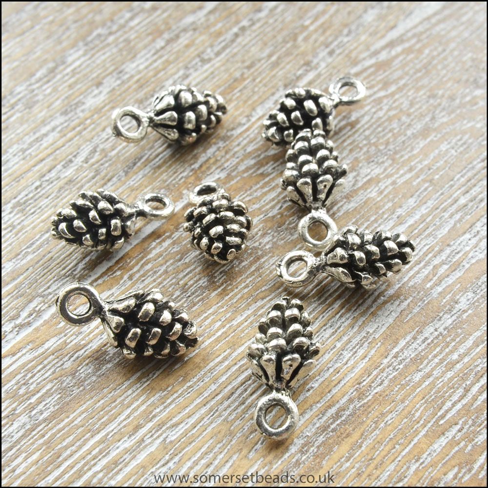 Antique Silver Pine Cone Charms