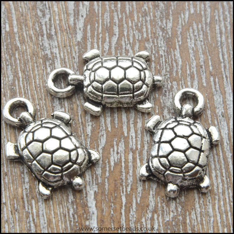 Antique Silver Tibetan Style Turtle Charms
