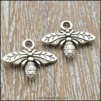 Antique Silver Tone Bee Charms