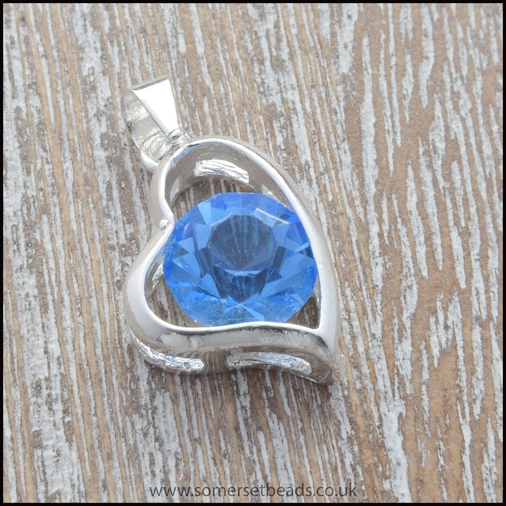 Blue Rhinestone Heart Shaped Pendant