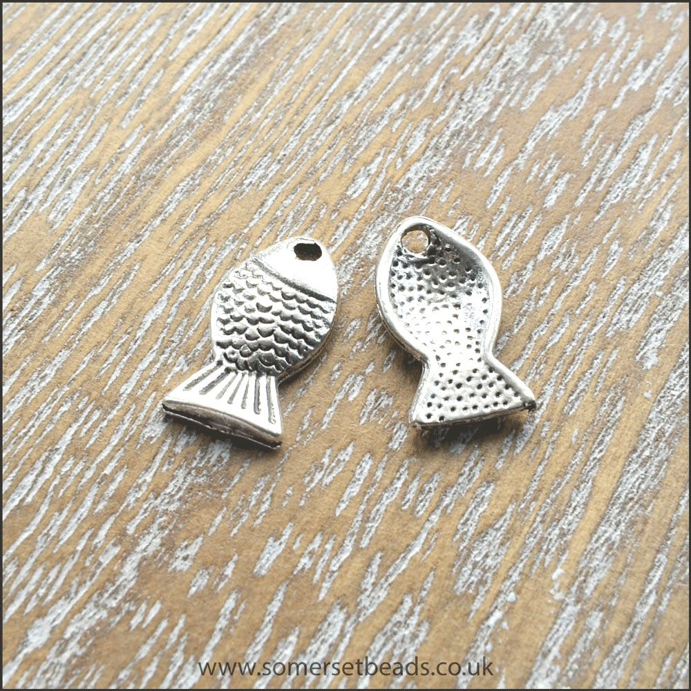 Silver Fish Charms - Pack of 10