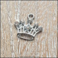 Silver Plated Rhinestone Crown Charm
