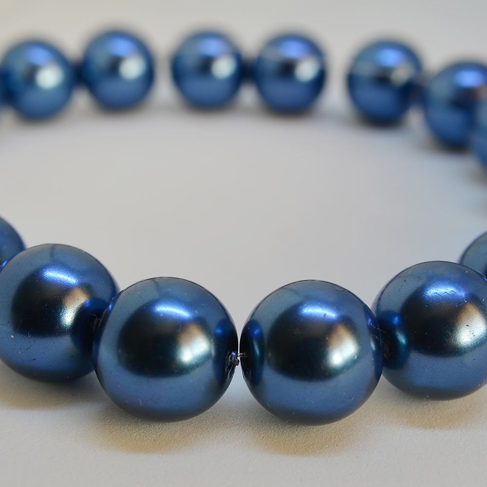 12mm Glass Pearl Round Beads - Blue