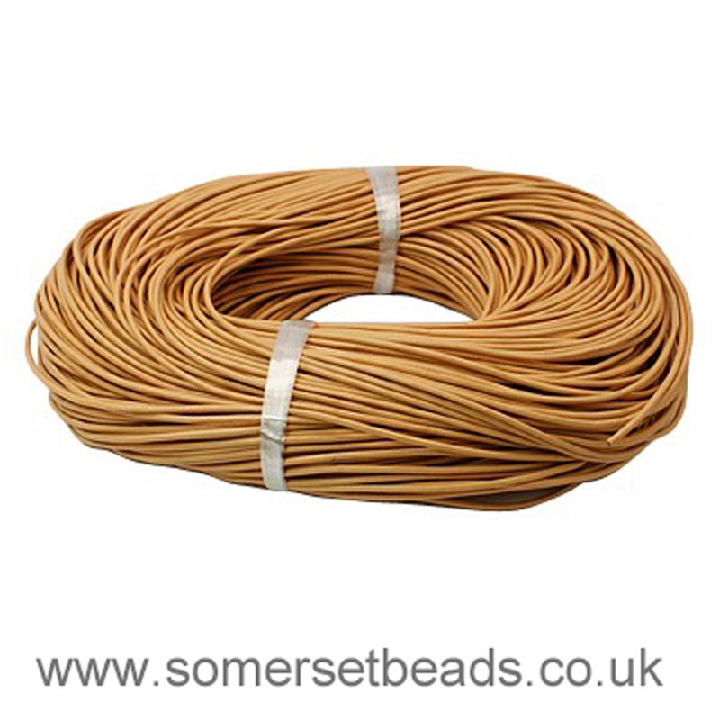 2mm Round Leather Cord - Sand