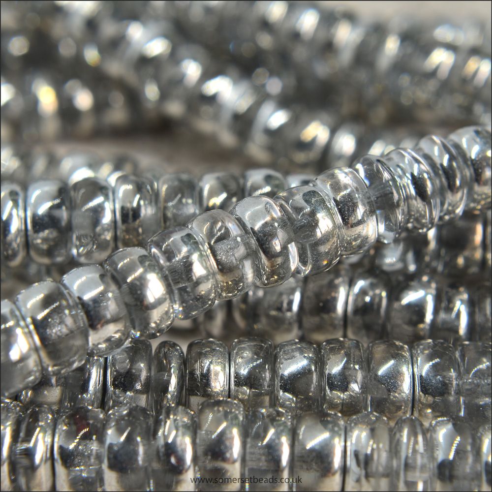 Czech Glass Wheel Beads 3mm x 6mm Silver