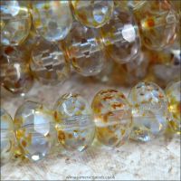 Czech Glass Faceted Picasso Rondelle Beads - Ice Blue