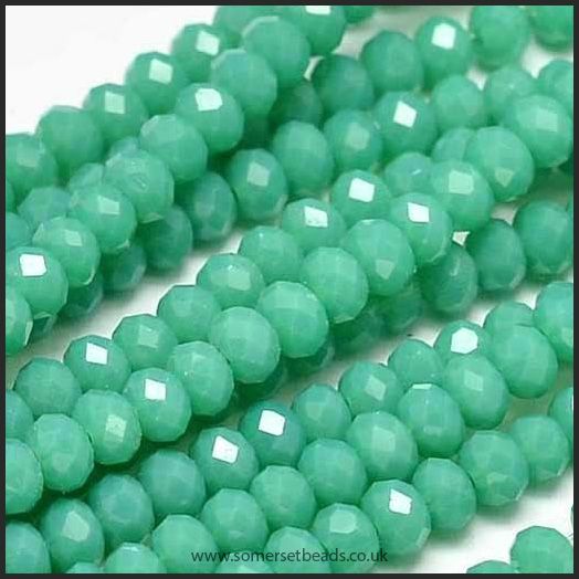 Opaque Faceted Glass Crystal Rondelle Beads Cyan 3mm x 2mm