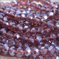 Amethyst AB Faceted Glass Crystal Rondelle Beads 4mm x 3mm