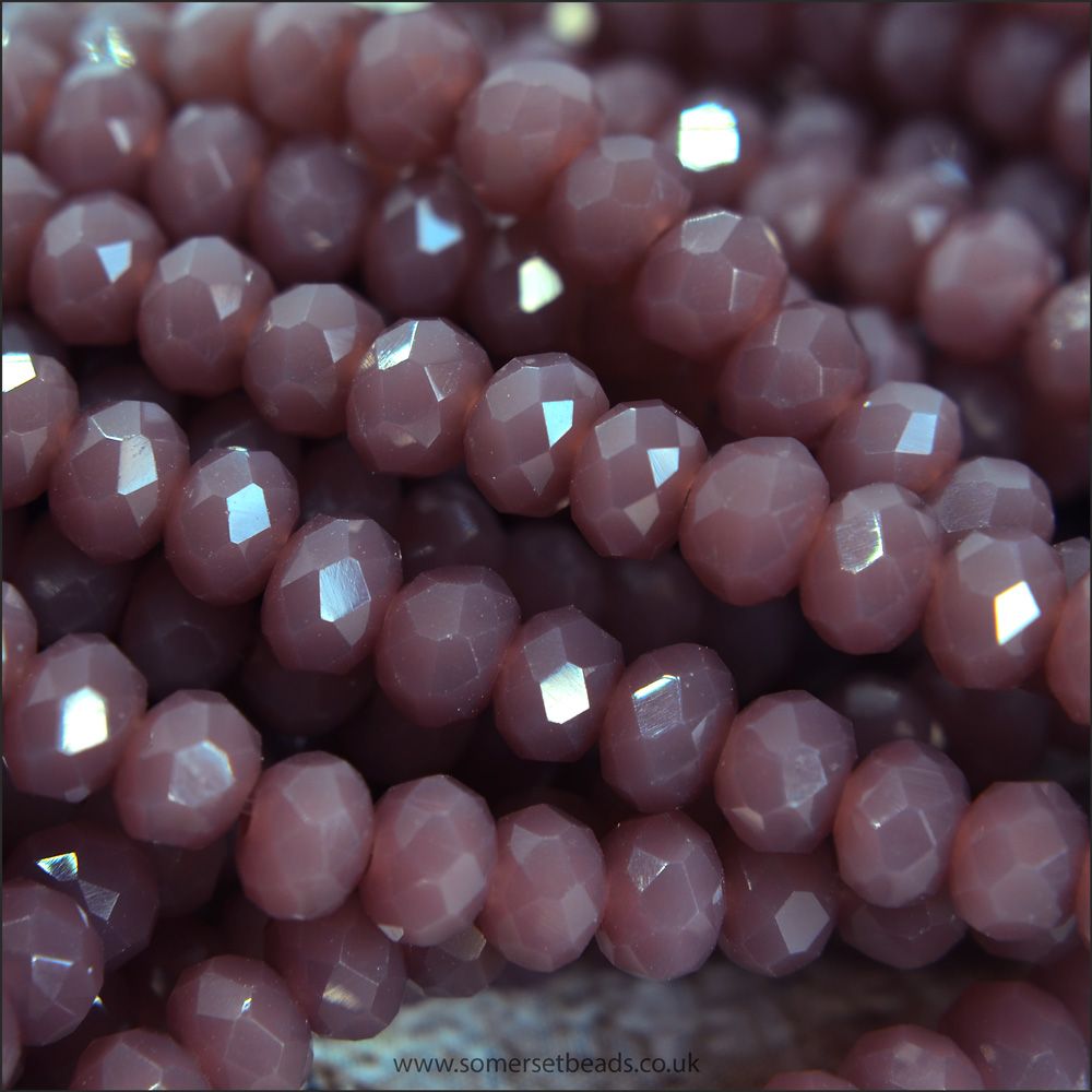 Opaque Faceted Glass Crystal Rondelle Beads Old Rose 3mm x 2mm