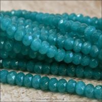 Cyan Coloured Dyed Faceted Jade Gemstone Rondelle Beads 2mm x 4mm