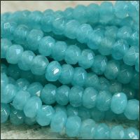 Aquamarine Blue Coloured Dyed Faceted Jade Gemstone Rondelle Beads 2mm x 4mm