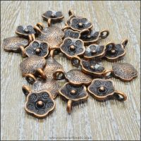 Antique Copper Flat Flower Charms