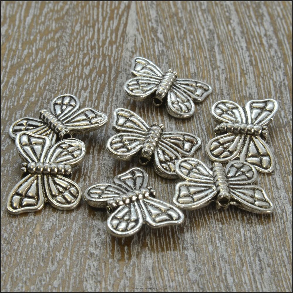 Antique Silver Tone Butterfly Beads