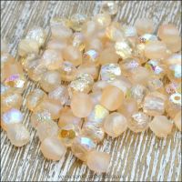 Czech Glass Faceted Fire Polished Beads 4mm Etched Crystal Yellow Rainbow