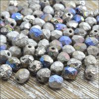 Czech Glass Faceted Fire Polished Beads 4mm Etched Crystal Glittery Argentic