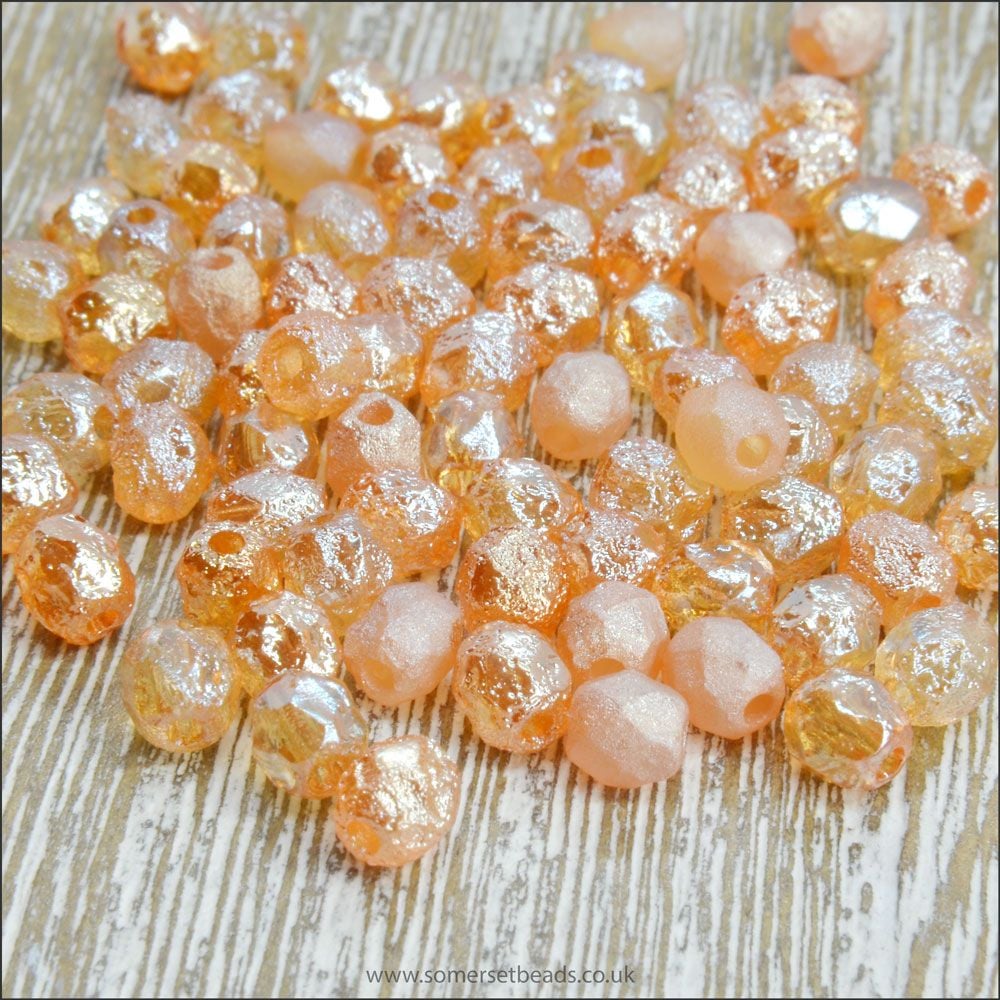 Czech Glass Faceted Fire Polished Beads 4mm Etched Crystal Celsian