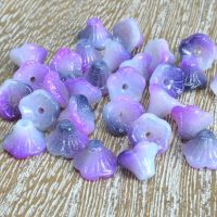 Czech Glass Flower Cup Beads - Funky Purple