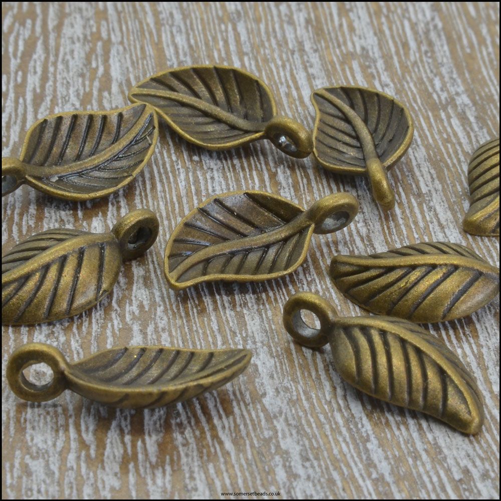 Small Curved Bronze Leaf Charms