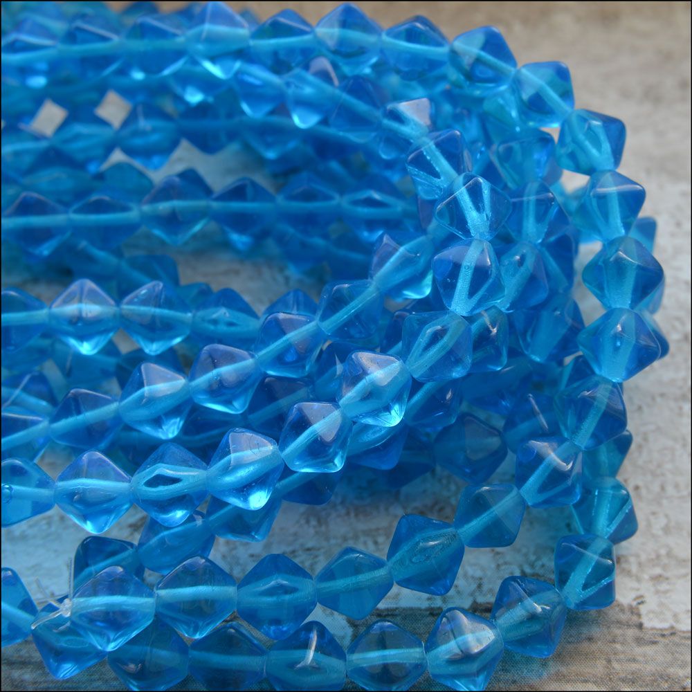 Czech Glass Bicone Beads 6mm - Bright Blue