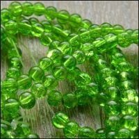4mm Spring Green Crackle Glass Beads