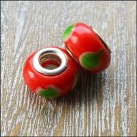 Red & Green  European Style Glass Charm Beads