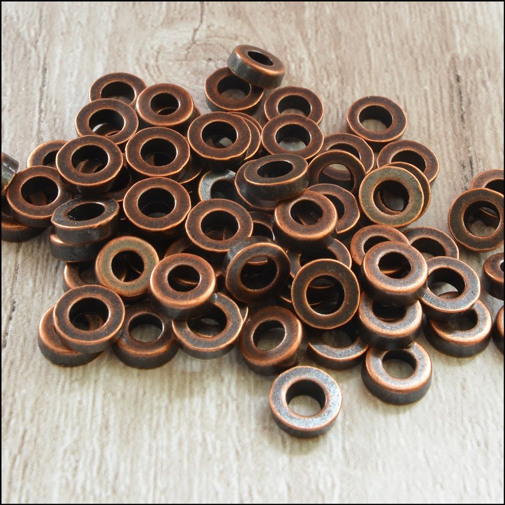 6mm Copper Washer Style Spacer Beads