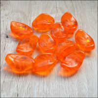 Czech Glass Pressed Curved Leaf Shaped Beads - Orange.