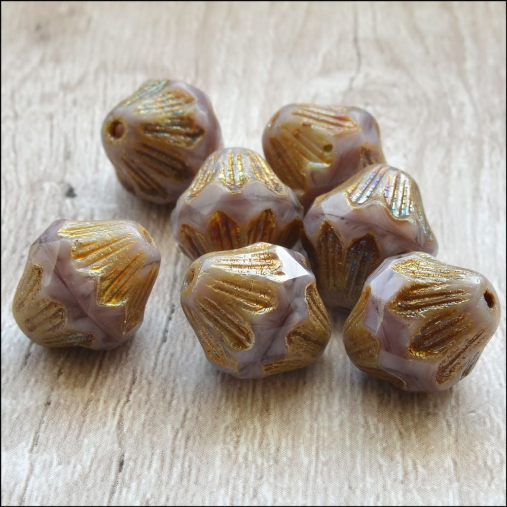Czech Glass Bicone Beads - 13mm - Lilac