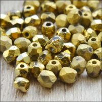 Czech Glass Faceted Fire Polished Beads 4mm Etched Crystal Full Amber