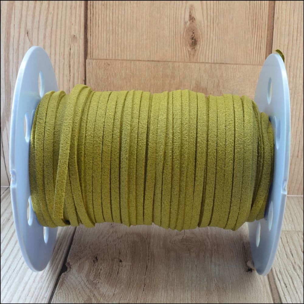 Olive 3mm flat faux suede cord for making jewellery
