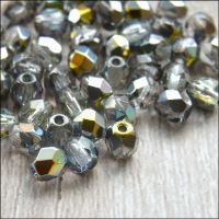 Czech Glass Faceted Fire Polished Beads 4mm Crystal Marea