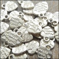 Silver Made With Love Heart Shaped Charm